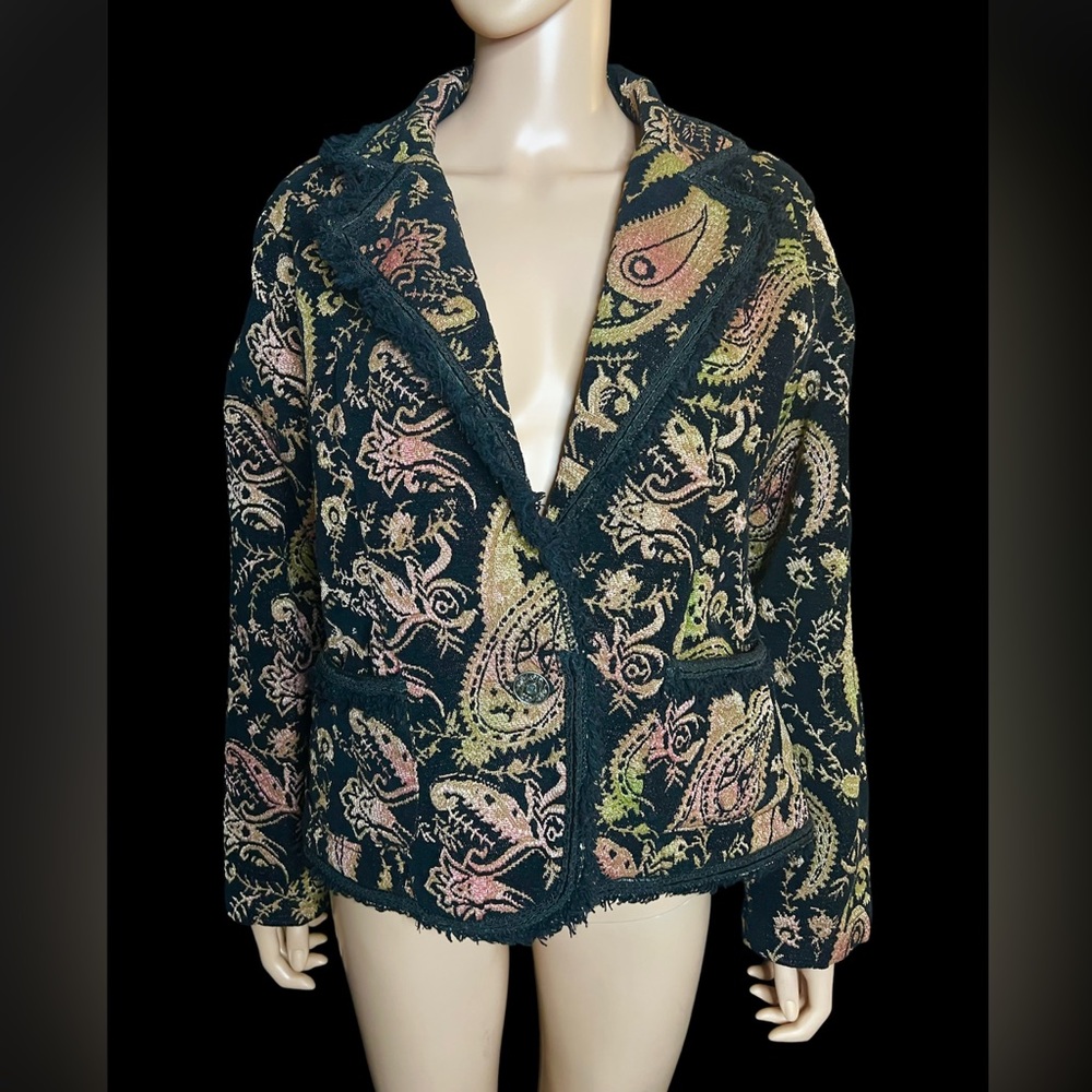 Chicos ombré kiwi paisley tapestry jacket